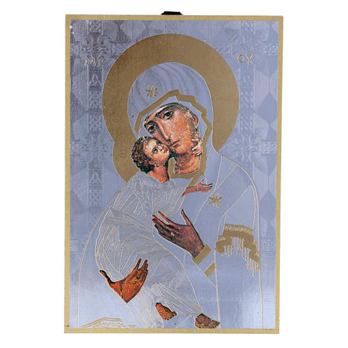 Impression sur bois Icône Vierge de Tendresse Prière du Sourire ITA 1