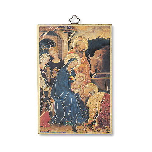 Bedruckte Holzplatte Anbetung der Könige von Gentile da Fabriano und Gebet auf der Rückseite 1