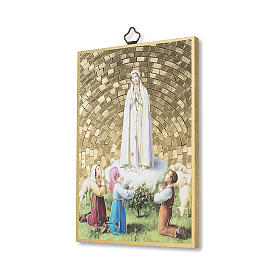 Impression sur bois Apparition de Fatima avec bergers Prière de l'Ange ITA
