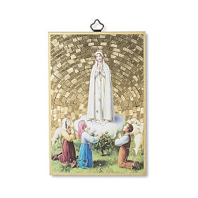 Stampa su legno Apparizione di Fatima con Pastorelli Preghiera dell'Angelo ITA