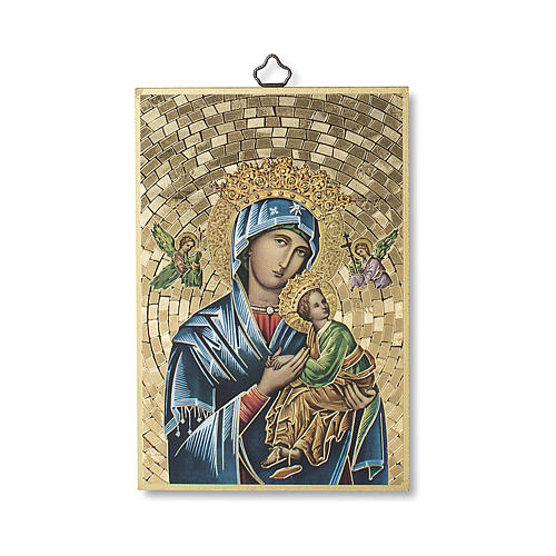 Impreso sobre madera Virgen del Perpetuo Socorro Oración ITA 1