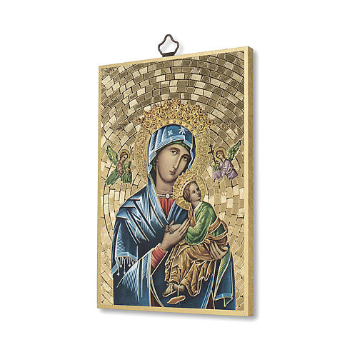 Impreso sobre madera Virgen del Perpetuo Socorro Oración ITA 2