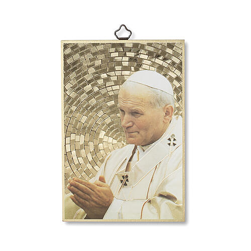 Bedruckte Holzplatte Johannes Paul II und Gebet auf der Rückseite 1
