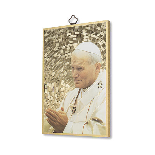 Bedruckte Holzplatte Johannes Paul II und Gebet auf der Rückseite 2