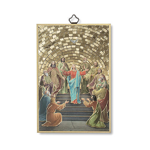 Pentecost woodcut with memory of communion diploma ITALIAN 1