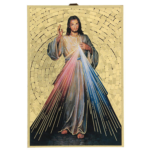 Impressão na madeira Cristo Misericordioso Terço da Divina Misericórdia ITA 2