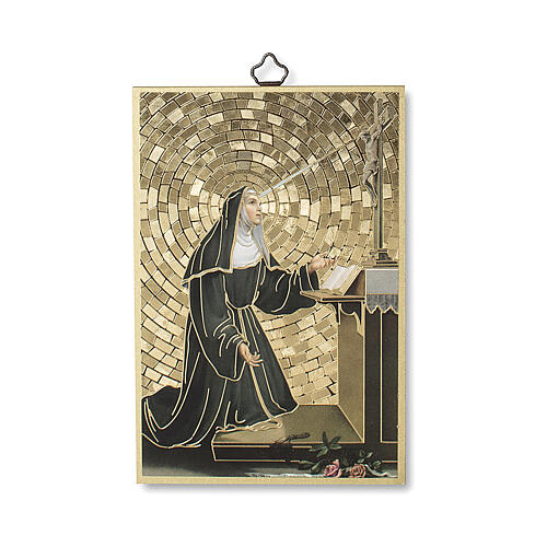 Bedruckte Holzplatte Rita von Cascia und Gebet auf der Rückseite 1