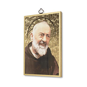 Impressão na madeira Padre Pio Oração ITA