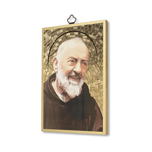 Impressão na madeira Padre Pio Oração ITA 2