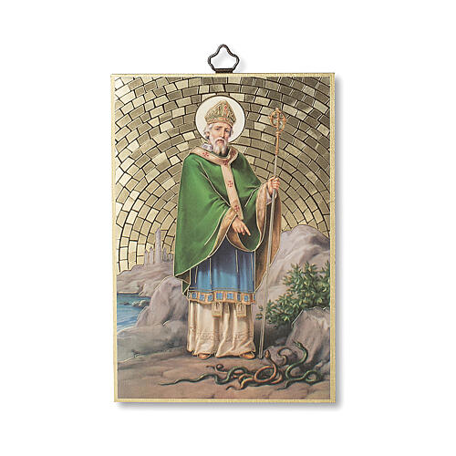 Bedruckte Holzplatte Patrick von Irland und Gebet auf der Rückseite 1