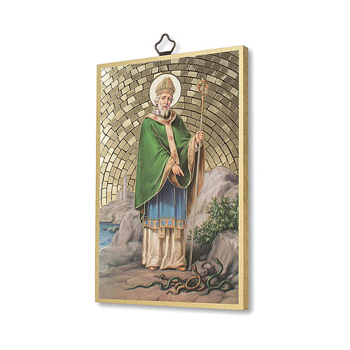 Bedruckte Holzplatte Patrick von Irland und Gebet auf der Rückseite 2