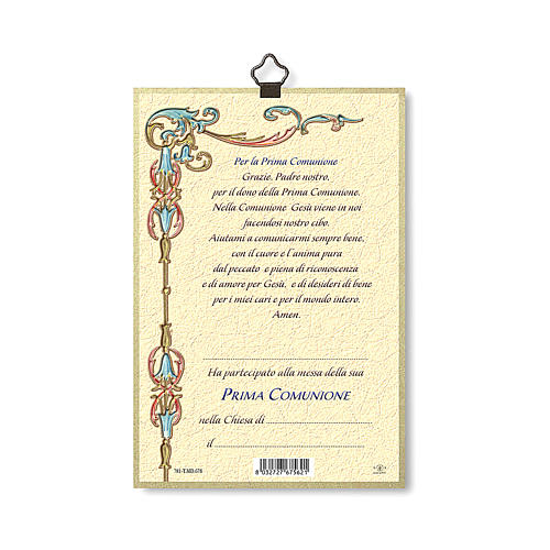 Impressão sobre madeira Menino Jesus Oração agradecimento Diploma Comunhão ITA 3