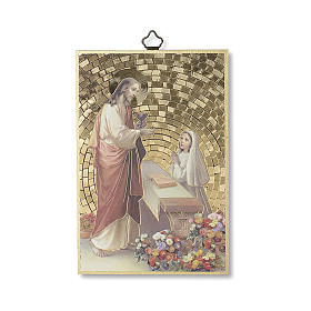 Impressão sobre madeira Jesus e menina Oração agradecimento Diploma Comunhão ITA