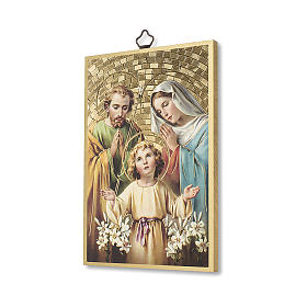 Holy family woodcut with prayer for the Family