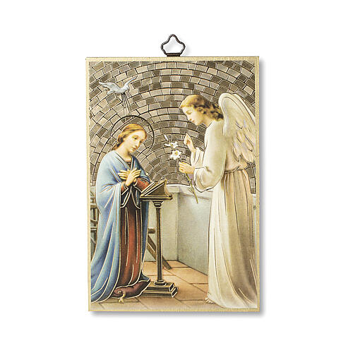 Bedruckte Holzplatte Erzengel Gabriel und Gebet für den Heiligen 1