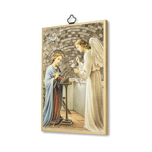 Bedruckte Holzplatte Erzengel Gabriel und Gebet für den Heiligen 2