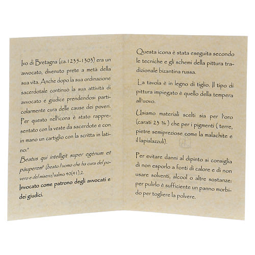 Icona dipinta a mano S. Ivo di Bretagna - Monastero di Montesole 5