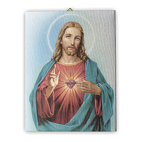 Cuadro sobre tela pictórica Sagrado Corazón de Jesús de María 25x20 cm