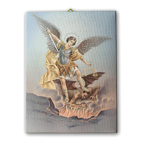 Quadro sobre tela São Miguel Arcanjo 70x50 cm 1