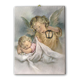 Print on canvas Guardian Angel with lamp 25x20 cm