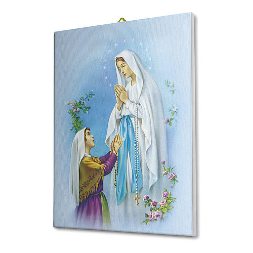 Cuadro sobre tela pictórica Aparición de Lourdes con Bernadette 25x20 cm 2