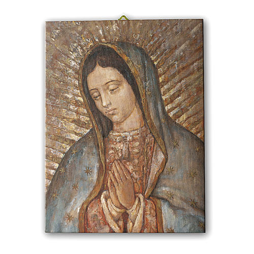 Cuadro sobre tela pictórica Busto de la Virgen de Guadalupe 25x20 cm 1