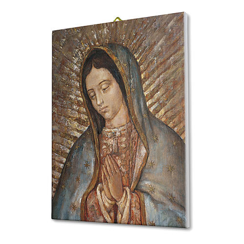 Cuadro sobre tela pictórica Busto de la Virgen de Guadalupe 25x20 cm 2