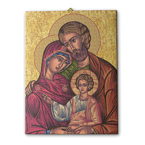 Cuadro sobre tela pictórica Icono de la Sagrada Familia 25x20 cm 1