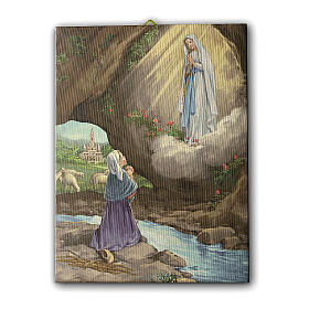 Quadro na tela Aparição de Lourdes com Bernadette 25x20 cm