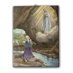 Cuadro sobre tela pictórica Aparición Lourdes con Bernadette 40x30 cm
