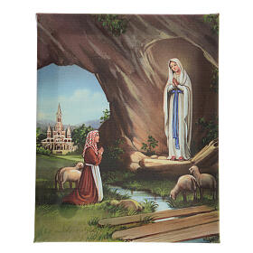 Cuadro sobre tela pictórica Aparición de la Virgen con Bernadette 25x20 cm