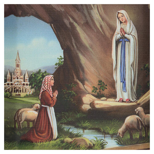 Cuadro sobre tela pictórica Aparición de la Virgen con Bernadette 25x20 cm 2