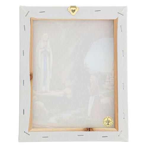 Quadro su tela pittorica Apparizione di Lourdes con Bernadette 25x20 cm 4