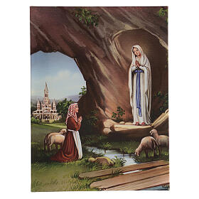 Cuadro sobre tela pictórica Aparición de la Virgen con Bernadette 40x30 cm