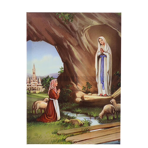 Quadro su tela pittorica Apparizione di Lourdes con Bernadette 70x50 cm 1