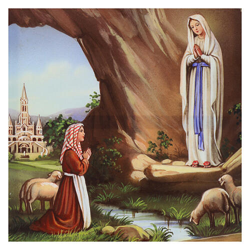 Quadro su tela pittorica Apparizione di Lourdes con Bernadette 70x50 cm 2