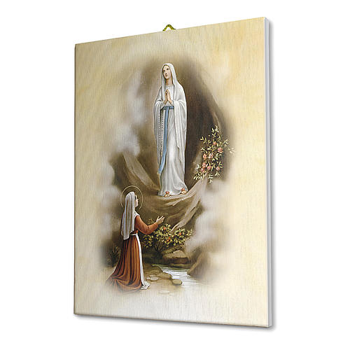 Cadre sur toile Apparition de Lourdes vintage 25x20 cm 2
