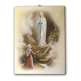 Quadro su tela pittorica Apparizione di Lourdes vintage 25x20 cm
