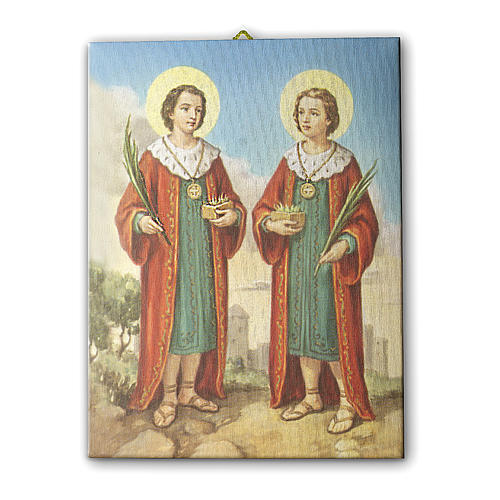 Quadro su tela pittorica Santi Cosma e Damiano 40x30 cm 1