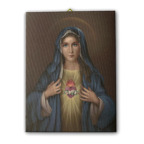 Cuadro sobre tela pictórica Corazón Inmaculado de María 40x30 cm 1