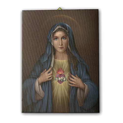 Quadro su tela pittorica Cuore Immacolato di Maria 40x30 cm 1