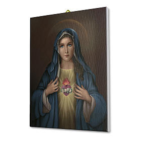 Cadre sur toile Coeur Immaculé de Marie fond foncé 70x50 cm