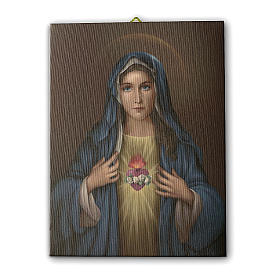 Quadro su tela pittorica Cuore Immacolato di Maria 70x50 cm