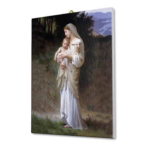 Bild auf Leinwand Die Jungfrau mit dem Lamm nach Bouguereau, 25x20 cm 2