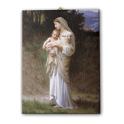 Bild auf Leinwand Die Jungfrau mit dem Lamm nach Bouguereau, 40x30 cm 1