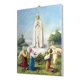 Quadro Nossa Senhora de Fátima com os pastorinhos em tela 40x30 cm