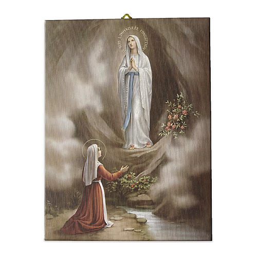 Our Lady of Lourdes's apparition printed on canvas 25x20 cm 1