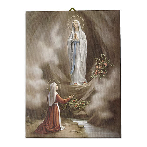 Quadro em tela pictórica Aparição de Lourdes 40x30 cm 1