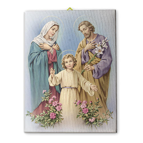 Cadre sur toile Sainte Famille avec roses 25x20 cm 1