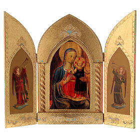 Triptychon mit Blattgold Maria mit Jesus und Engeln